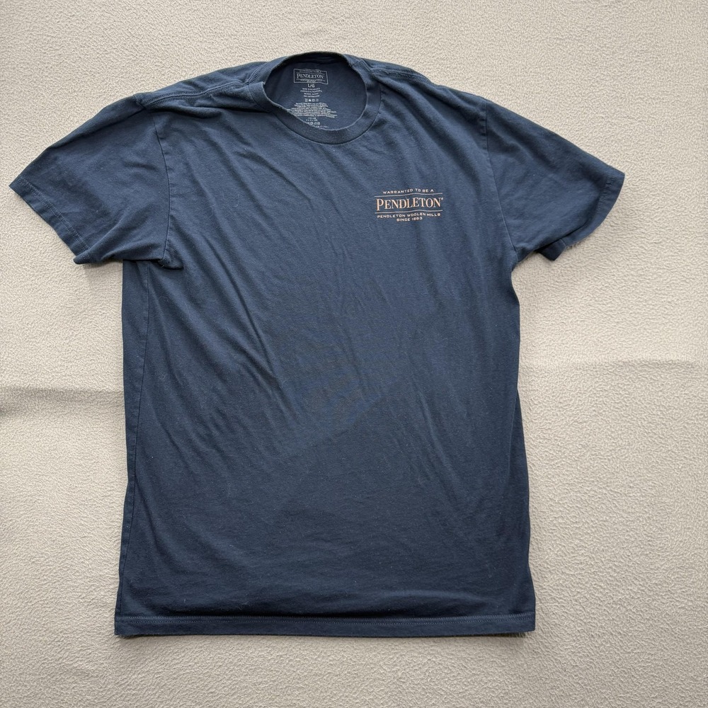 Pendleton Shirt Mens Large Blue Logo Back Print Graphic Tee Tagless Cotton